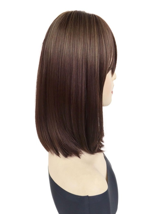 GNIMEGIL Brown Bob Wig For Women Ago Short Bob Wigs With Bangs Straight Hair Styles Anime Cosplay Wigs Halloween Costume For Women Roleplay Average Size Natural Looking Daily Party Wig - Image 4
